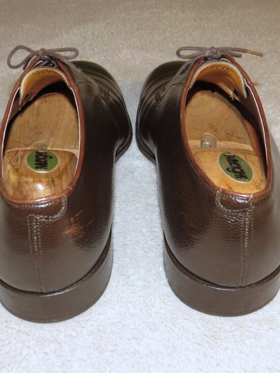 E. Vogel Bespoke Dark Brown Pebbled Calf Leather Plain Toe Derby 11 EE main image 8